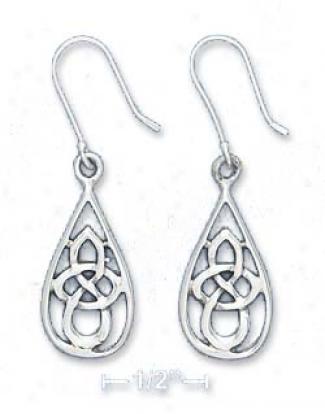 Sterling Silver 7/8 In Oval Celtic Scrolled Design Earrings