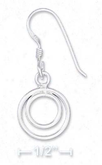 Sterling Silver 7mm Circle Within 12mm Circle Earrings