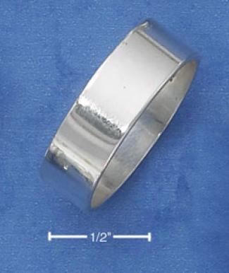 Sterling Silvery 7mm Flat Plain High Polish Wedding Band Ring