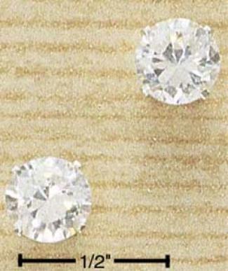 Sterling Silver 7mm Round Earrings Cz Posts