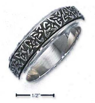 Sterling Silver 7mm Unisex Celtic Trinity Knot Spinner Ring