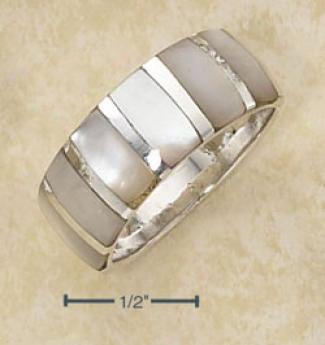 Sterling Silver 8mm Band Ring Mother Of Pearl