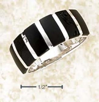 Sterling Silver 8mm Band Ring Witb Negro Onyx