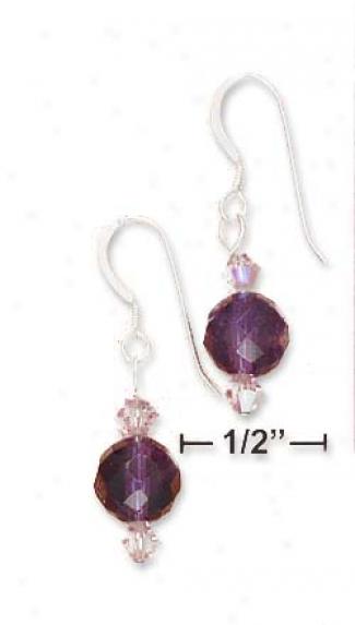 Sterling Silver 8mm Faceted Amethyst Ball Earrings