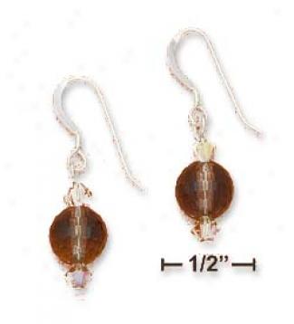 Sterling Silver 8mm Faceted Smoky Quartz Ball Earrings