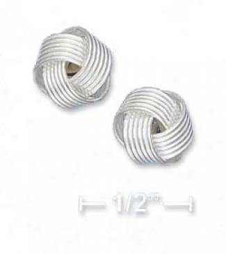 Sterling Silver 8mm Knot Post Earrings
