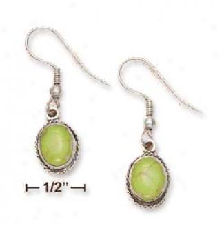 Sterling Silver 8x10mm Oval Gaspeite Earrings Roped Border