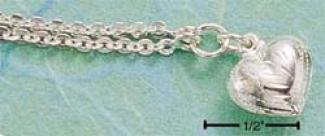 Sterling Silver 9 In. Cable Anklet With Small Engraved Heart