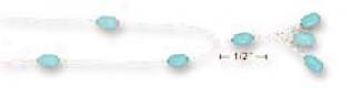 Sterling Silver 9 Inch Ls Scattered Turquoise Beads Anklet