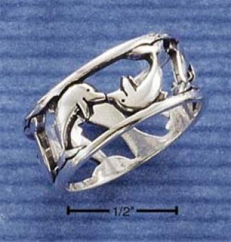 Sterling Silver 9mm Dolphin Cutout Band Ring