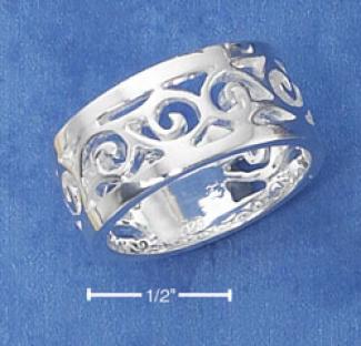 Sterling Silver 9mm Great Polish Filigree Band Ring