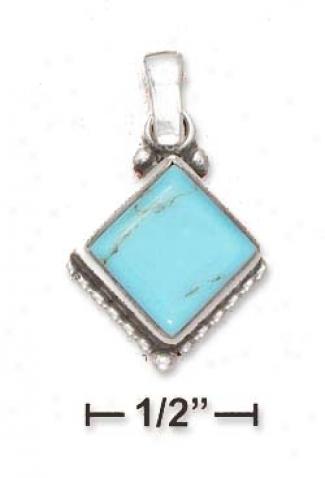 Sterling Silver 9mm Tipped Turquoise Pendant Beaded Stamina