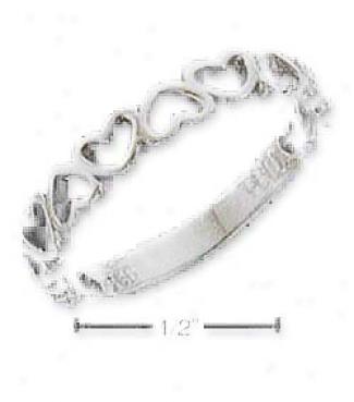Sterling Silver Alternating Hearts Band Race-course