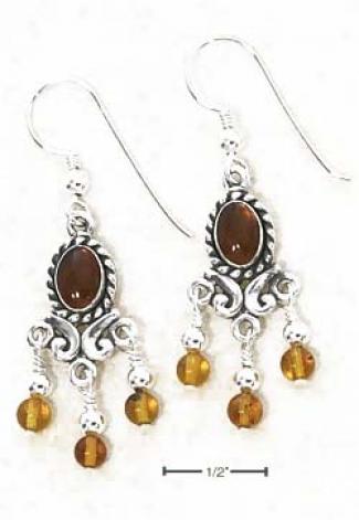 Sterling Soft and clear  Amber Chandelier Dangle Earrings