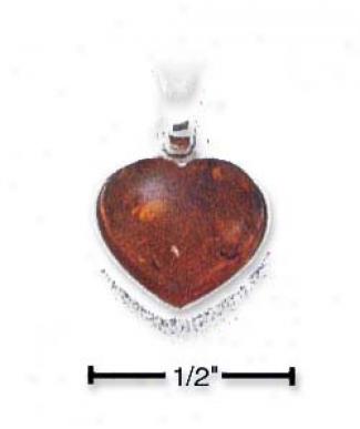 Stedling Silve rAmber Heart Pendant