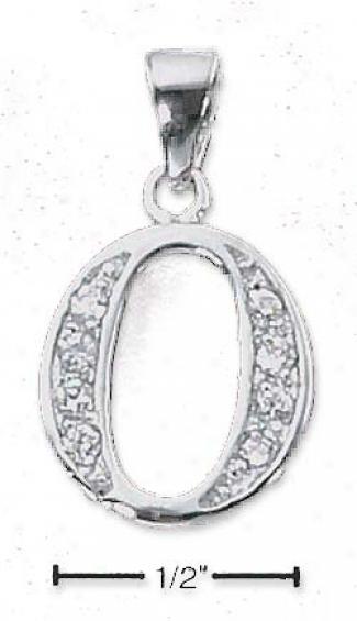 Sterling Silver And Cz Number 0 Spell - 1/2 In With Out Bail