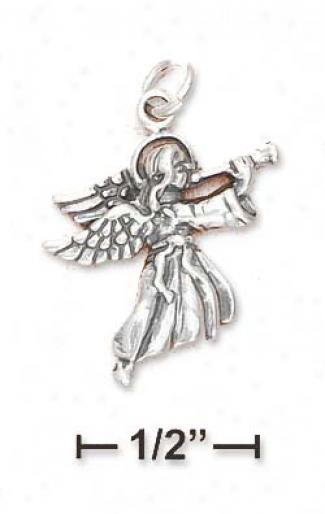 Sterling Silver Angel WithT rumpet Charm