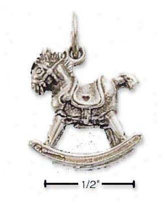 Sterling Silver Antiqued 3-d Rocking Horse Charm