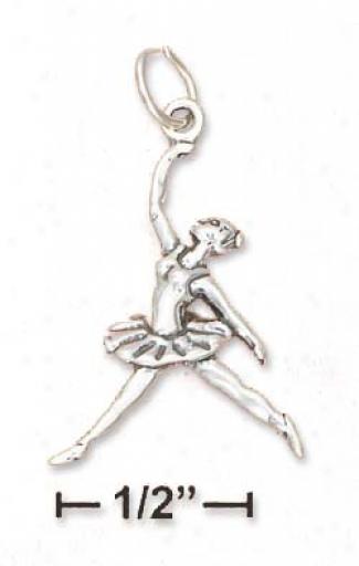 Sterling Silver Antiqued 3d Leaping Ballerina Charm