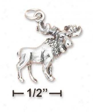 Genuine Silver Antiqued 3d Moose Charm