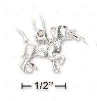 Sterling Silver Antiques 3d Puppy With Paper Charm