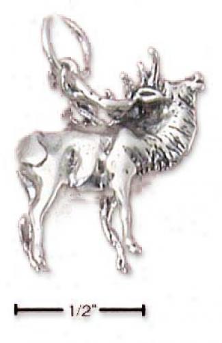 Sterling Silver Antiqued 3d Standing Caribou Charm