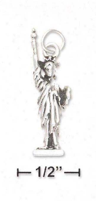 Sterling Silver Antiqued 3d Statue Of Liberty Charm