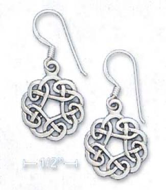 Sterlung Silver Antiqued 5/8 In Round Celtic Design Earrings