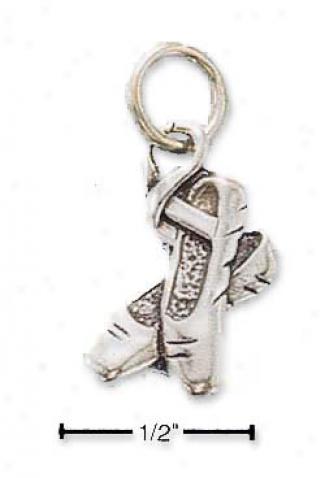 Genuine Silver Antiqued Ballet Slippers Charm