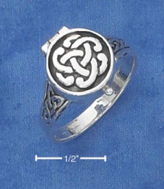 Sterling Silver Antiqued Celtic Knot Poison Ring