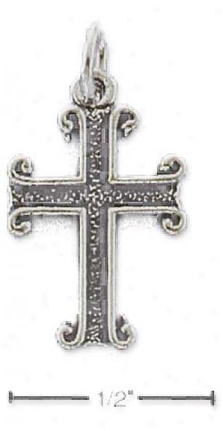 Sterling Silver Antiqued Channel Crross Charm