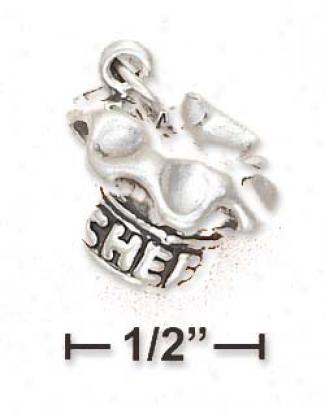 Sterling Silver Antiqued Chef Hat Charm