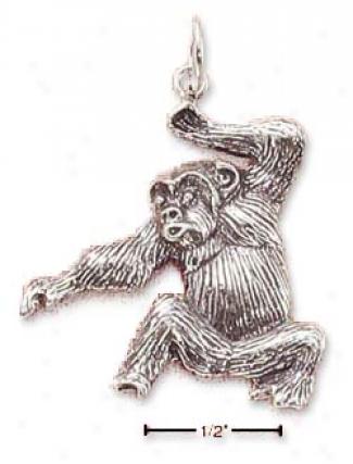 Sterling Silver Antiqued Chimpanzee Charm