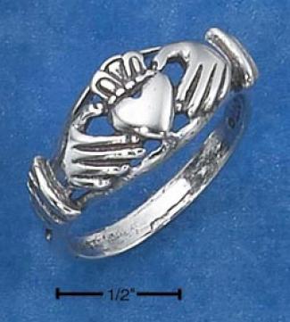 Sterling Silver Antiqued Claddaugh Ring