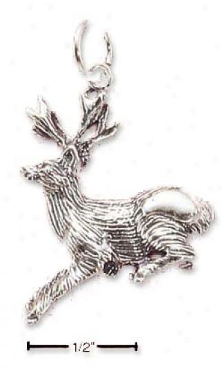 Sterling Silver Antiqued Deer Charm