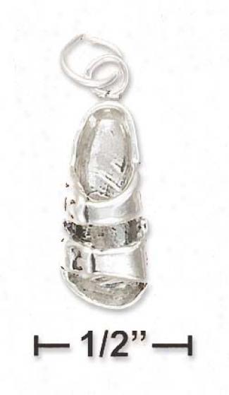 Sterling Silver Antiqued Double Strap Right Sandal Charm