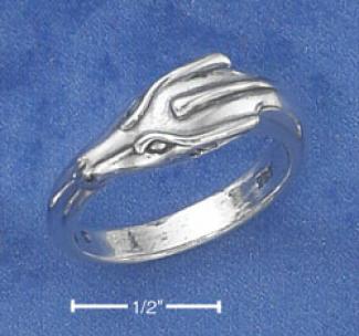 Sterling Silver Antiqued Dragon Face Ring