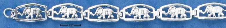 Sterling Silver Antiqued Elephant Link Bracelet