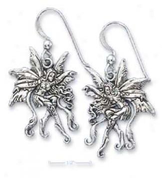 Sterling Silver Antiqued Fairy Vines Earrings (nickel Free)