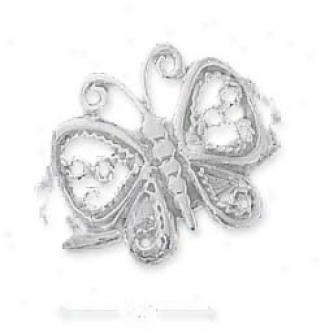 Sterling Silver Antiqued Filigree Butterfly Ring