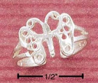 Sterling Silver Antiaued Filigree Butterfly Toe Ring