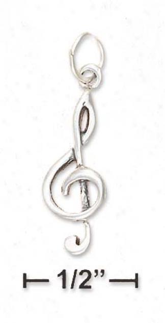 Sterling Silver Antiqued G Cleff Charm