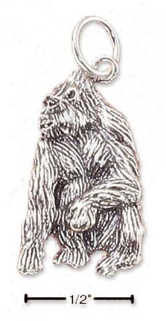 Sterling Silver Antiqued Gorilla Charm