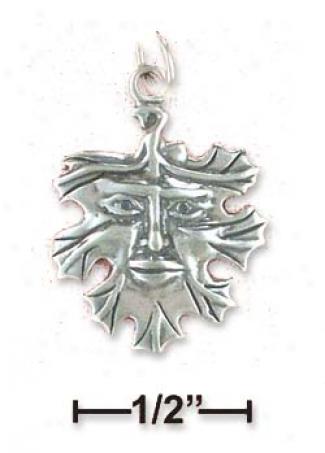 Sterling Silver Antiqued Green Man Charm