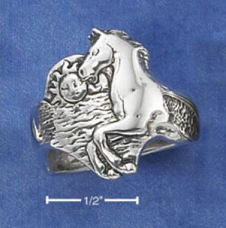 Sterling Silver Antiqued Cavalry With Sun Ring (nickel Free)