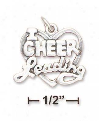 Sterling Silv3r Antiqued I Heart Cheerleading Charm
