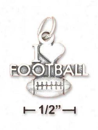 Sterling Silver Antiqued I Heart Football Football Charm