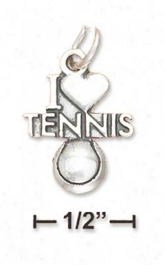 Sterling Silver Antiqued I Heart Tennis Tennis Ball Charm