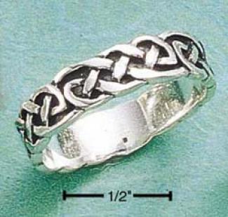 Sterling Silver Antiqyed Interlocking Loops Band Ring