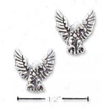 Sterling Silver Antiqued Mini Eagle Post Earrings